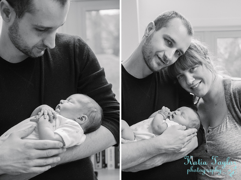 Toronto Newborn Portrait. Father with newborn baby. New family with baby.