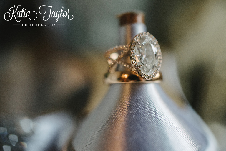 Close up of wedding rings on the heel of lavender shoes.www.katiataylorphotography.com