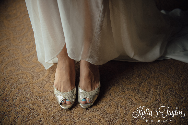 Detail shot of the bride's wedding shoes.