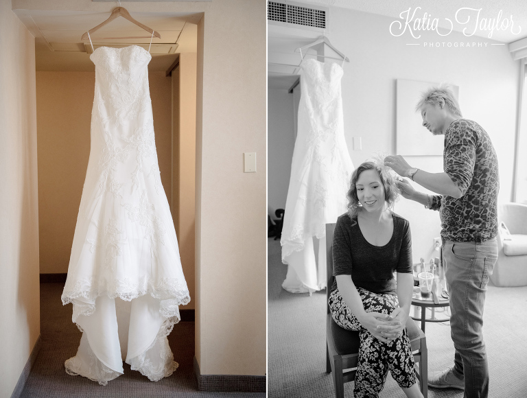 Bride getting ready at the Novotel in Toronto.