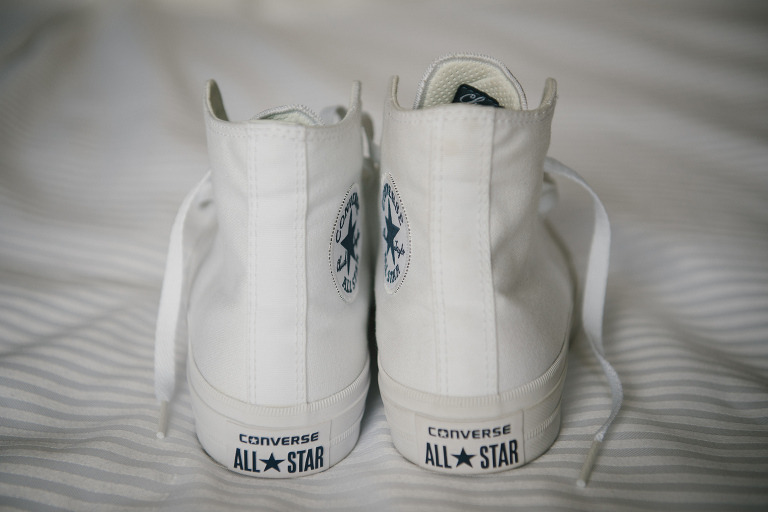 White Converse All-Stars. Bride's shoes. Toronto same-sex wedding. Black Creek Pioneer Wedding.