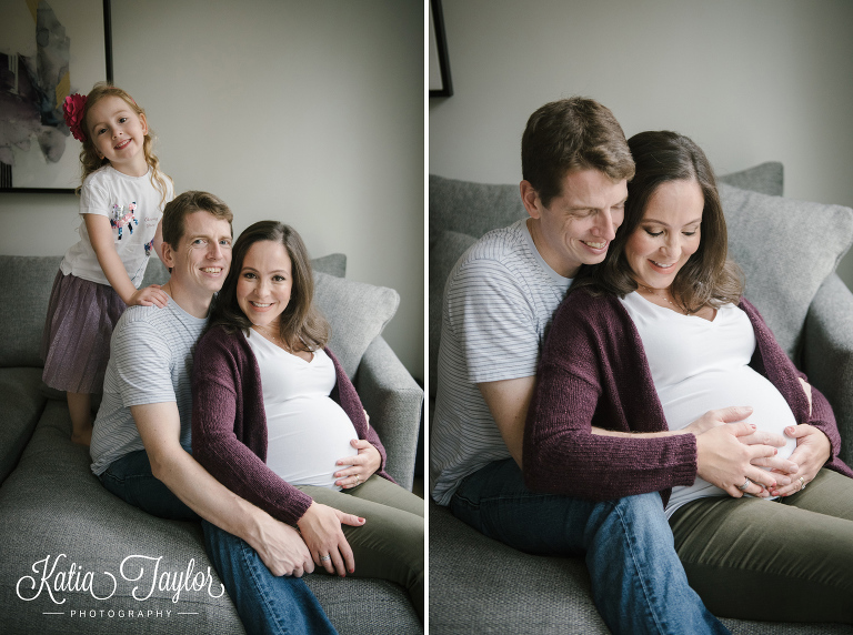 Family expecting their second baby. Toronto lifestyle maternity portraits.