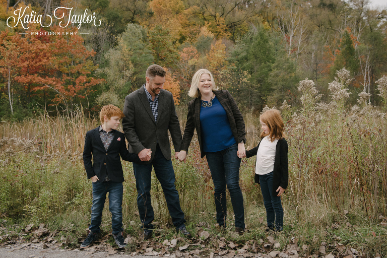 Fall family photos at Toronto Evergreen Brickworks.