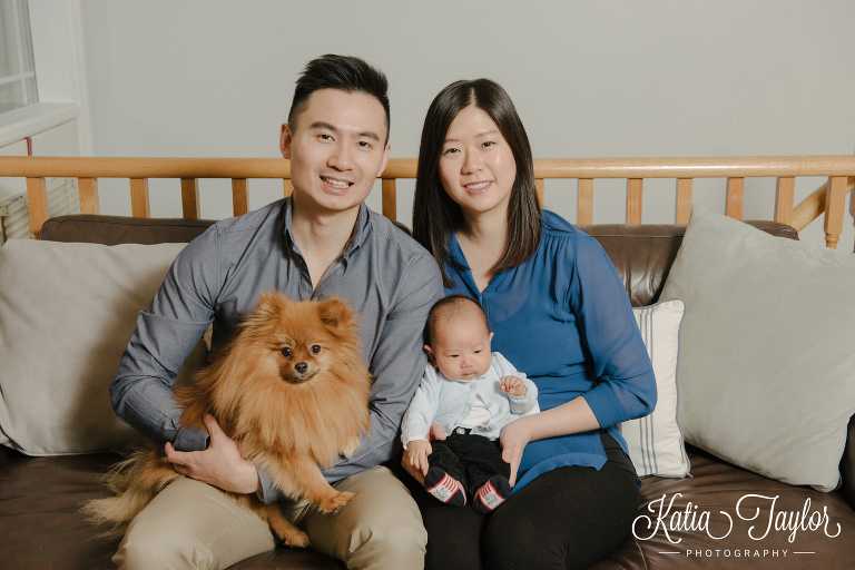 Extended family portrait at home for the holidays. Toronto lifestyle photographer.