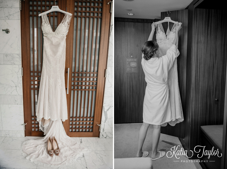 Kleinfeld wedding dress and Manolo Blahnik shoes. Toronto wedding photographer. Shangri-La Hotel wedding.