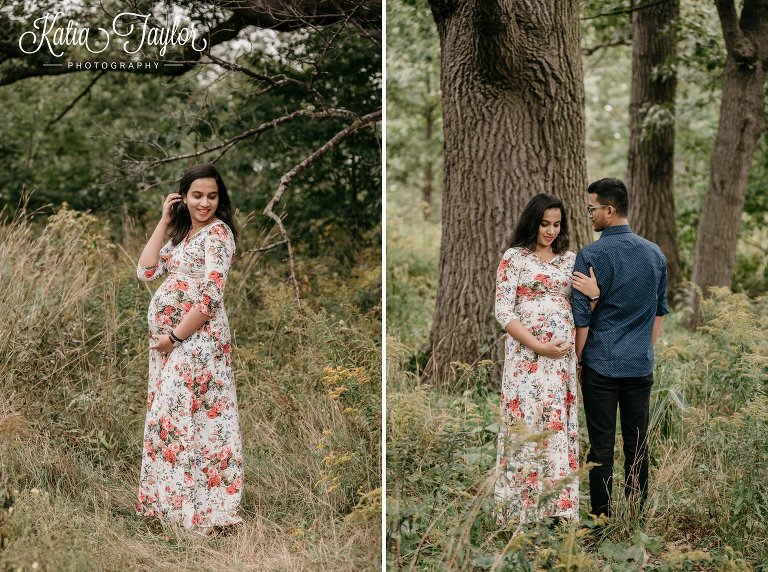 Maternity portraits in Toronto's High Park at sunset.