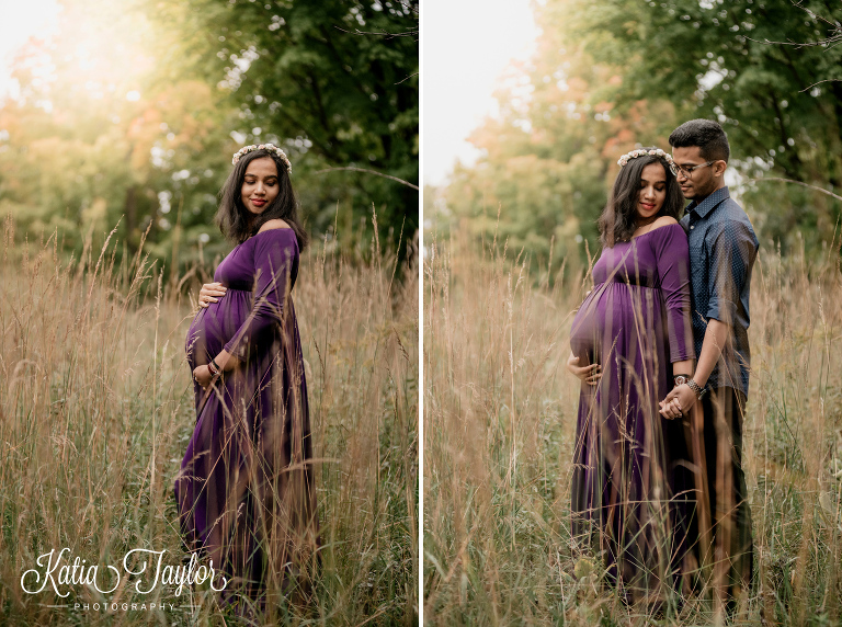 Maternity portraits in Toronto's High Park at sunset.