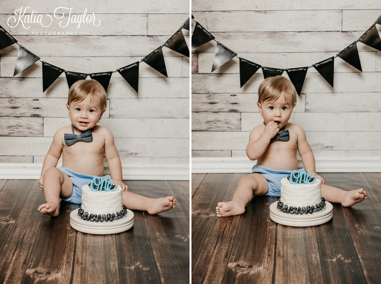 Toronto cake smash portrait of 1-year-old birthday