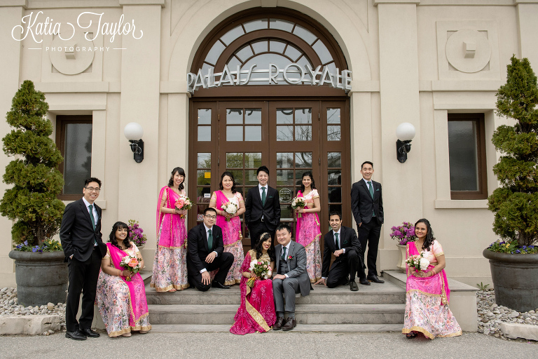 The wedding party of an Ismaili-Chinese multicultural wedding at the Palais Royales in Toronto